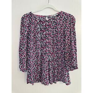 Boden Womens Pink Polkadot Pleated ViscoseTunic Blouse Office Casual Size 4